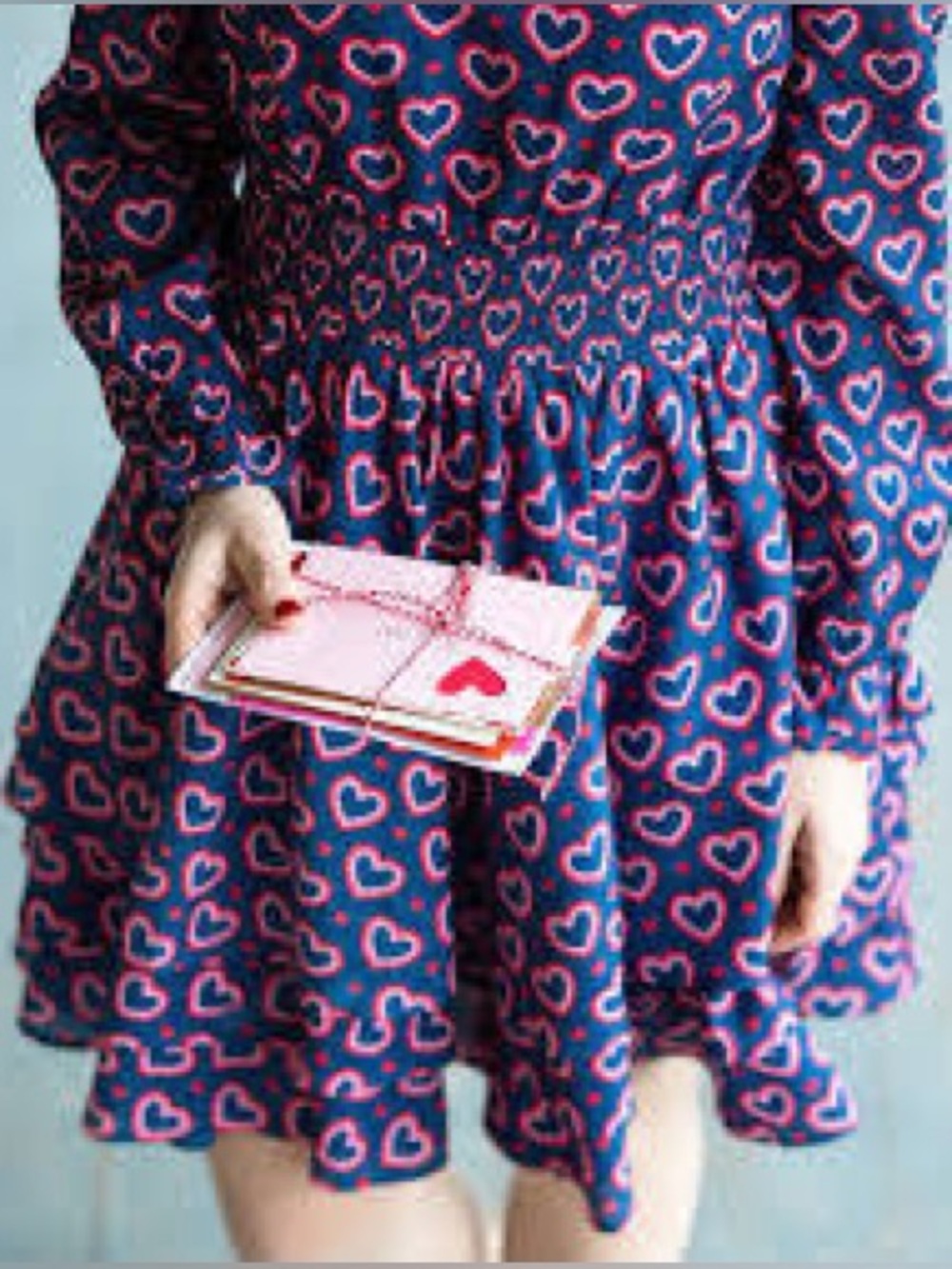 Kiel James Patrick Navy Heart Print Long Sleeve Dress Size 14